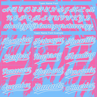 Custom Pink Powder Blue-White 3D Pattern Two-Button Unisex Softball Jersey