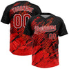 Custom Black Red-White 3D Pattern Two-Button Unisex Softball Jersey