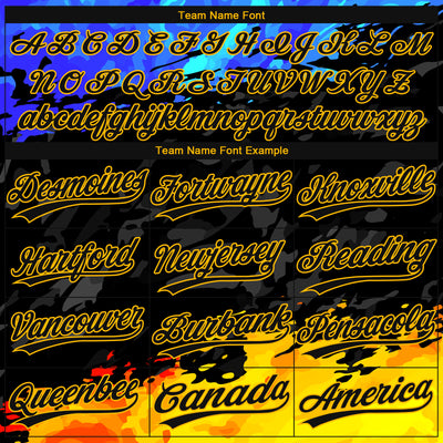 Custom Figure Black Gold-Royal 3D Pattern Two-Button Unisex Softball Jersey