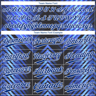 Custom Black Royal-Powder Blue 3D Pattern Two-Button Unisex Softball Jersey