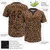 Custom Brown Brown-Old Gold 3D Pattern Leopard Two-Button Unisex Softball Jersey