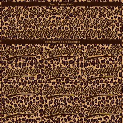 Custom Brown Brown-Old Gold 3D Pattern Leopard Two-Button Unisex Softball Jersey