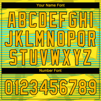 Custom Gold Gold Black-Light Blue 3D Pattern Two-Button Unisex Softball Jersey