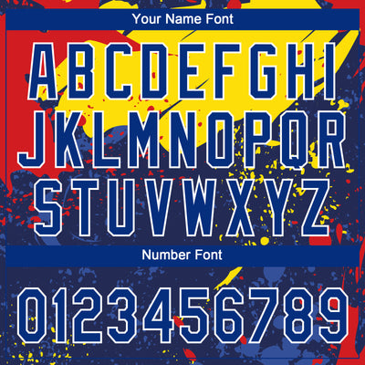 Custom Figure Royal Gold-Red 3D Pattern Two-Button Unisex Softball Jersey