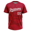 Custom Red White 3D Pattern Two-Button Unisex Softball Jersey