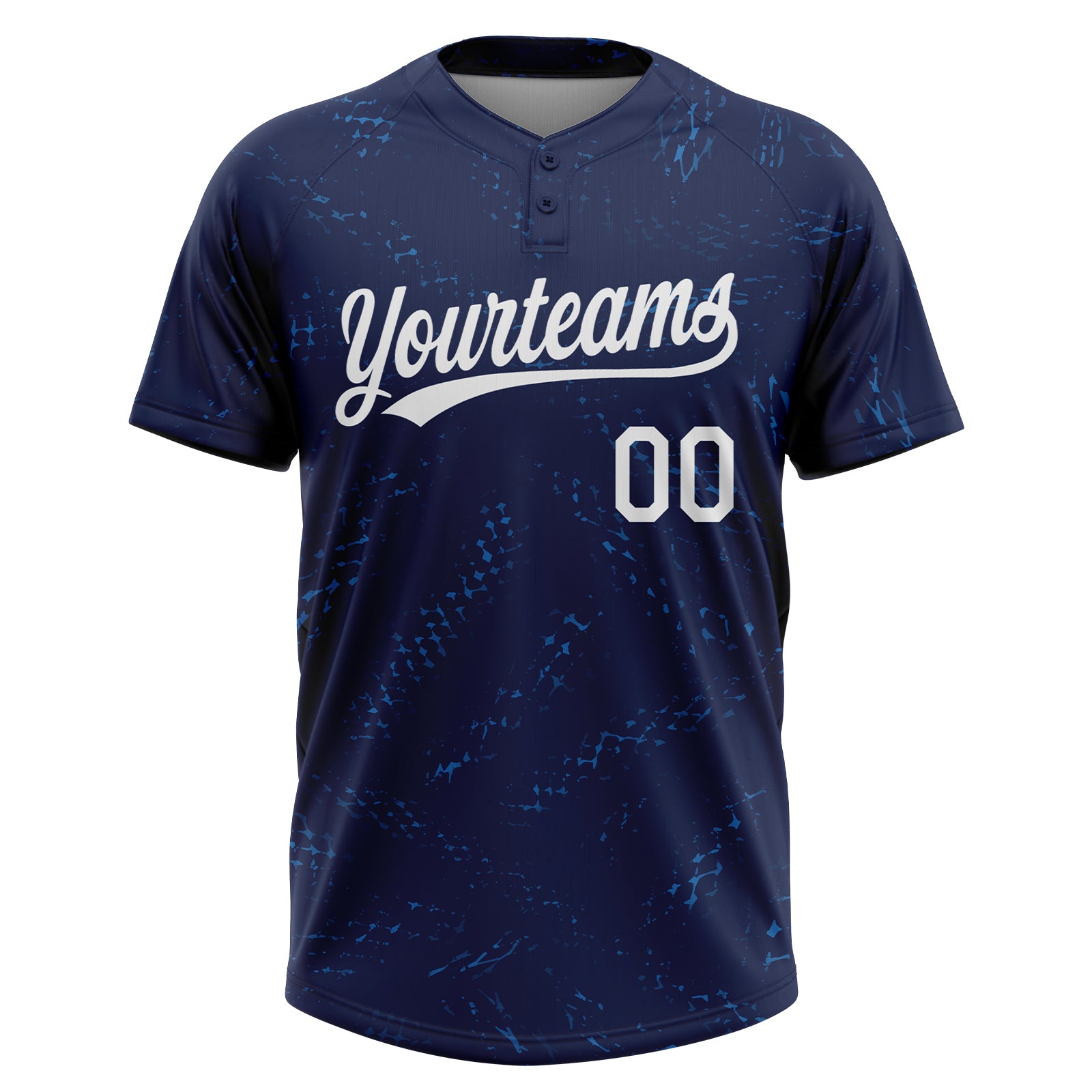 Custom Navy White 3D Pattern Two-Button Unisex Softball Jersey