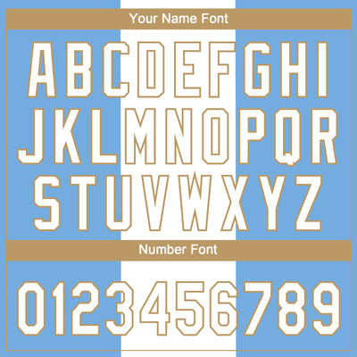 Custom Light Blue White-Old Gold 3D Pattern Two-Button Unisex Softball Jersey