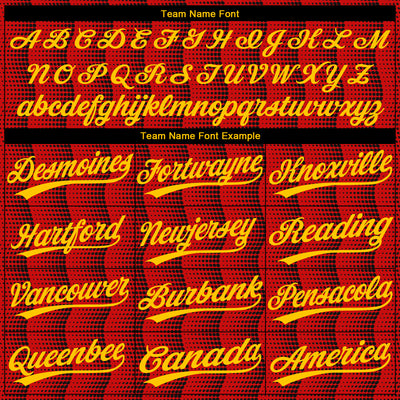 Custom Red Gold-Black 3D Pattern Two-Button Unisex Softball Jersey