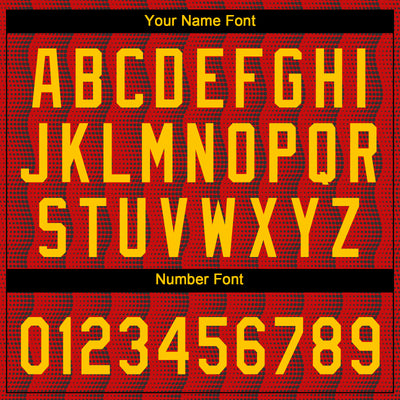 Custom Red Gold-Black 3D Pattern Two-Button Unisex Softball Jersey