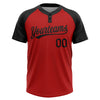 Custom Red Black Two-Button Unisex Softball Jersey
