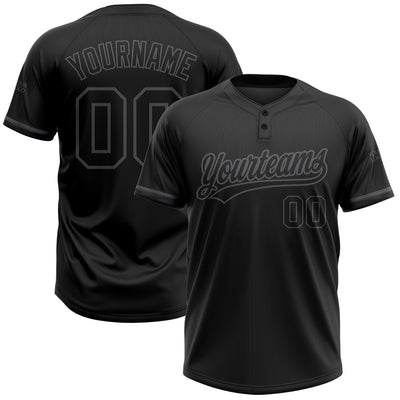 Custom Black Black-Steel Gray Two-Button Unisex Softball Jersey