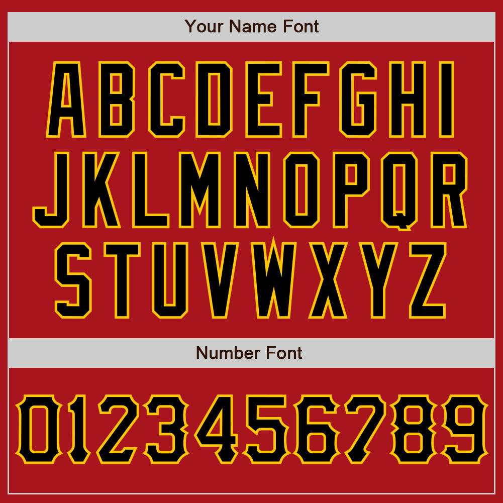 Custom Red Black-Yellow Two-Button Unisex Softball Jersey