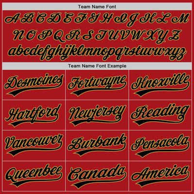 Custom Red Black-Old Gold Two-Button Unisex Softball Jersey