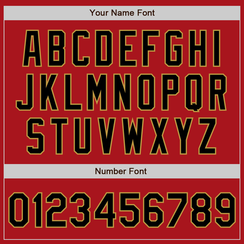 Custom Red Black-Old Gold Two-Button Unisex Softball Jersey