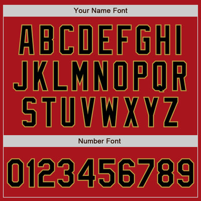 Custom Red Black-Old Gold Two-Button Unisex Softball Jersey