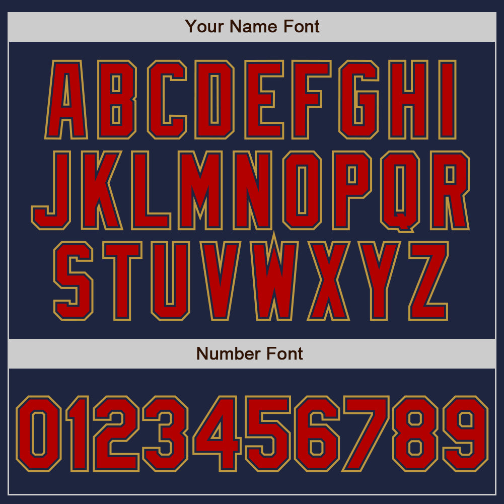 Custom Navy Red-Old Gold Two-Button Unisex Softball Jersey