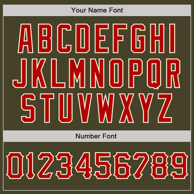 Custom Olive Red-Cream Salute To Service Two-Button Unisex Softball Jersey