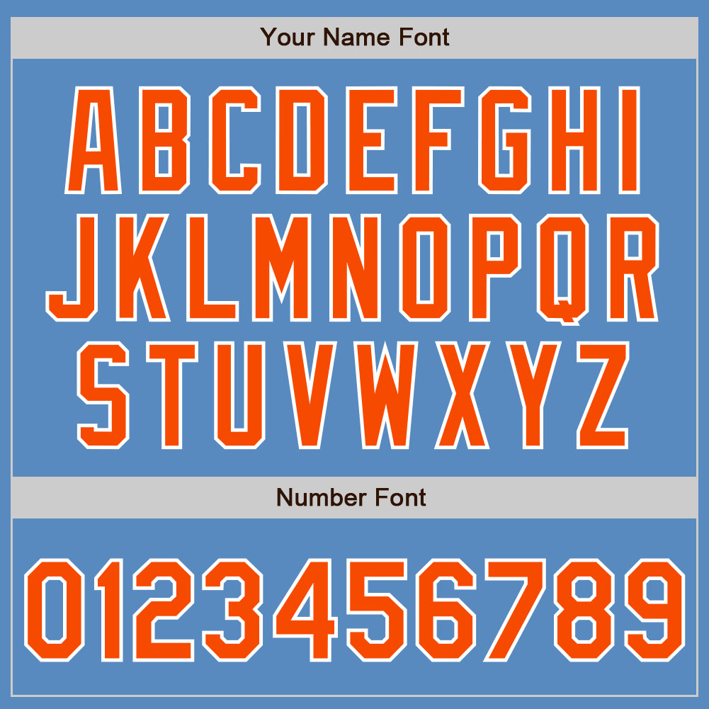 Custom Powder Blue Orange-White Two-Button Unisex Softball Jersey