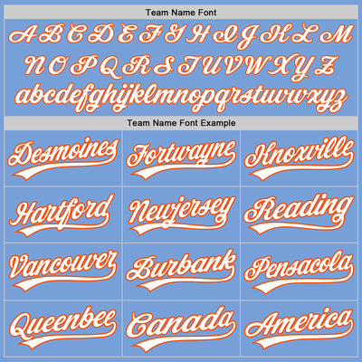 Custom Light Blue White-Orange Two-Button Unisex Softball Jersey