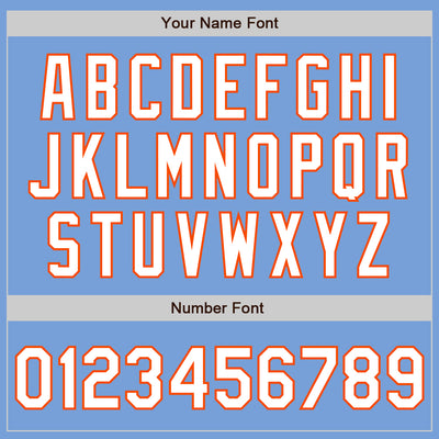 Custom Light Blue White-Orange Two-Button Unisex Softball Jersey