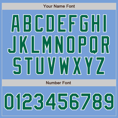 Custom Light Blue Kelly Green-White Two-Button Unisex Softball Jersey