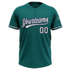 Custom Teal White-Navy Two-Button Unisex Softball Jersey