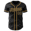 Custom Black Steel Gray Splash Ink Old Gold Authentic Baseball Jersey