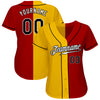 Custom Red Black-Yellow Authentic Split Fashion Baseball Jersey
