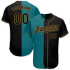 Custom Teal-Black Old Gold Authentic Split Fashion Baseball Jersey