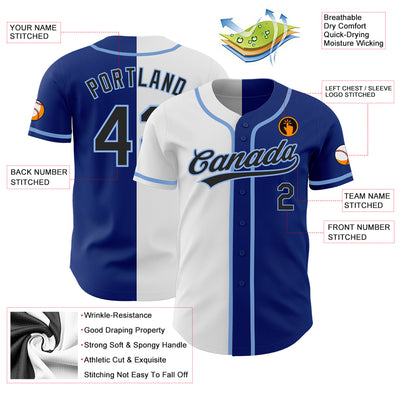 Custom Royal Black White-Light Blue Authentic Split Fashion Baseball Jersey