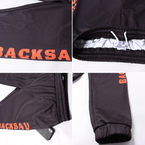 Custom Black Sweatpants Orange Fleece Jogger - FansIdea