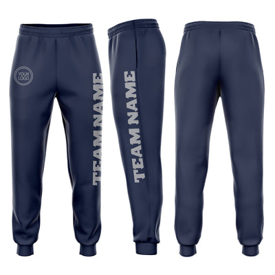 Custom Navy Gray Fleece Jogger Sweatpants