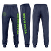 Custom Navy Neon Green Fleece Jogger Sweatpants