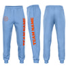 Custom Light Blue Orange Fleece Jogger Sweatpants