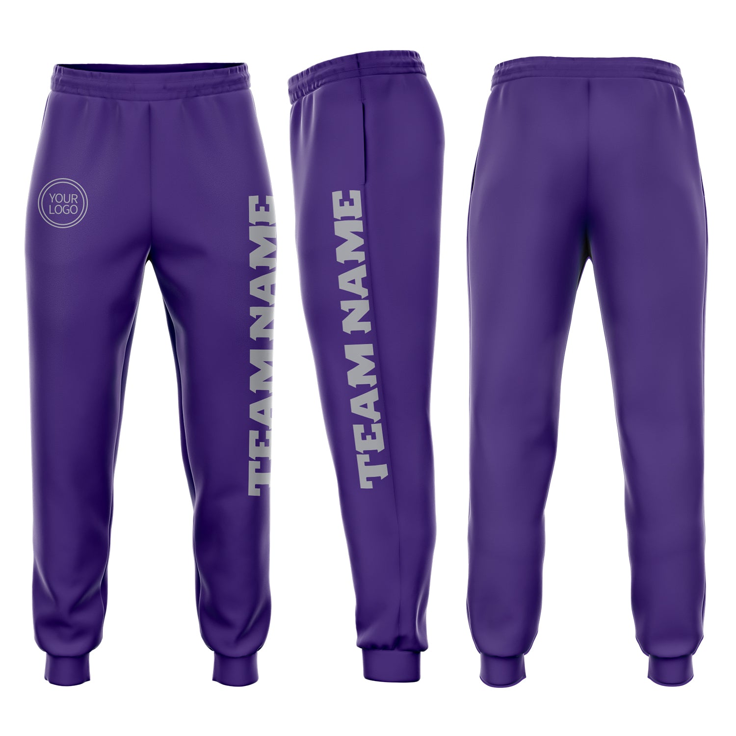 Custom Purple Sweatpants Gray Fleece Jogger FansIdea