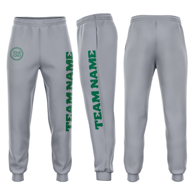 Custom Gray Kelly Green Fleece Jogger Sweatpants