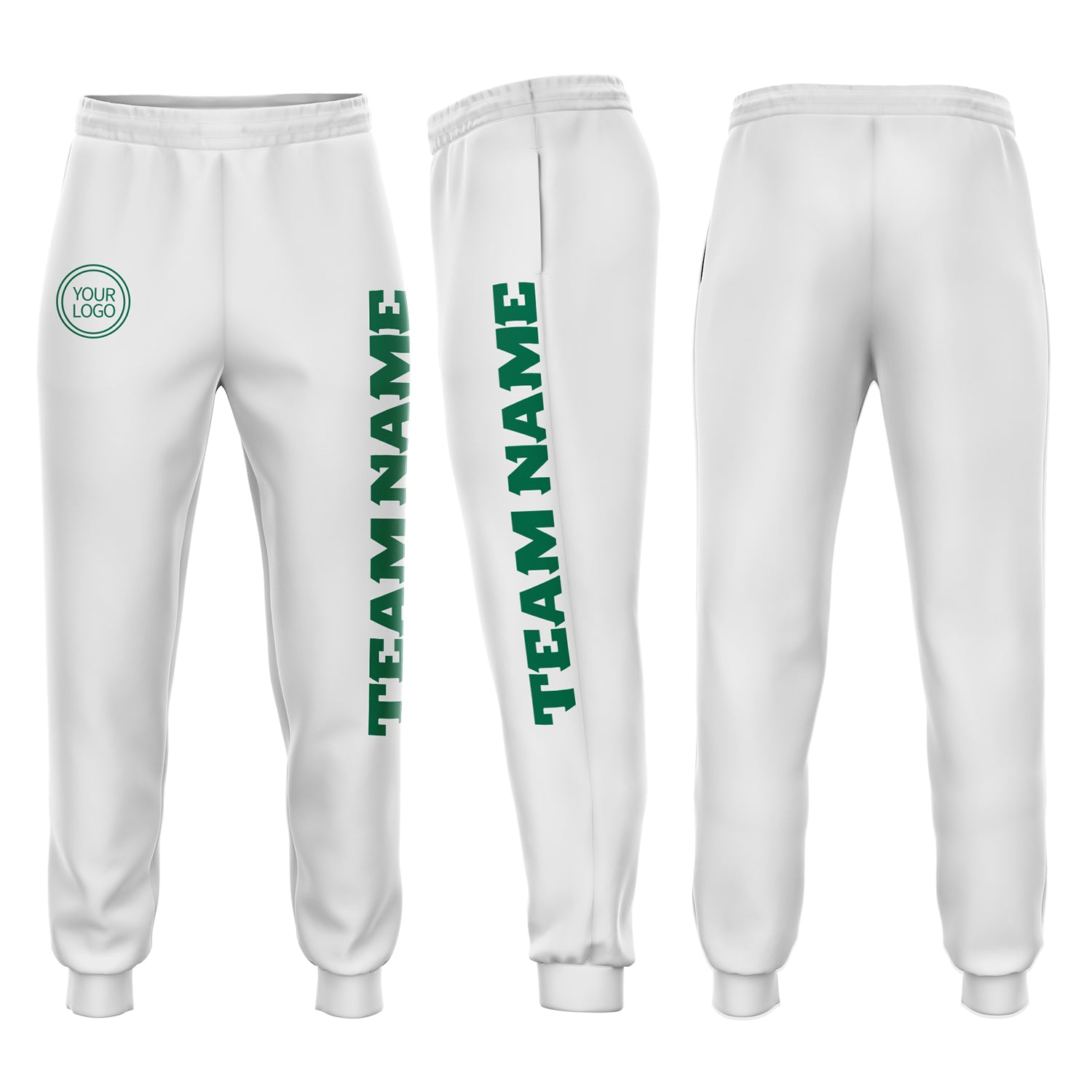 Custom White Sweatpants Kelly Green Fleece Jogger - FansIdea