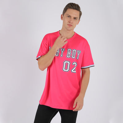 Custom Pink White-Light Blue Performance T-Shirt