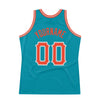 Custom Teal Orange-Gray Authentic Throwback Basketball Jersey