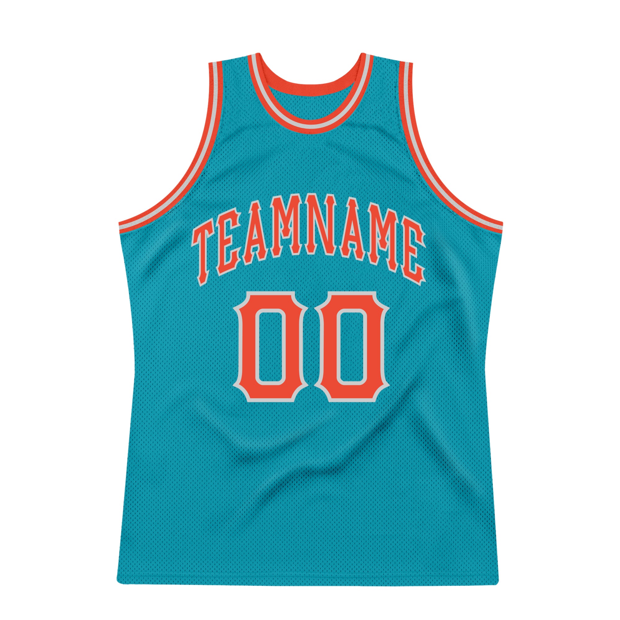 Custom Teal Orange-Gray Authentic Throwback Basketball Jersey