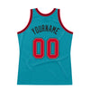 Custom Teal Red-Black Authentic Throwback Basketball Jersey