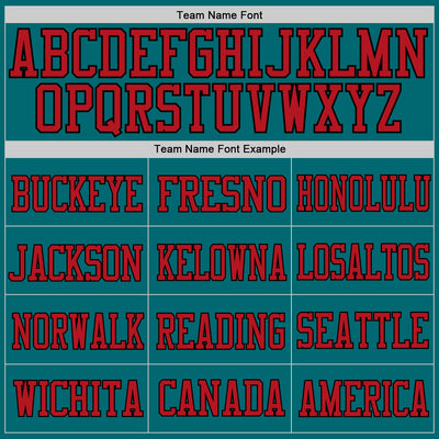 Custom Teal Red-Black Mesh Authentic Football Jersey