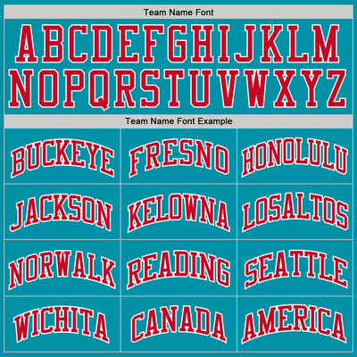 Custom Teal Red-White Authentic Throwback Basketball Jersey
