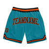 Custom Teal Black-Orange Authentic Throwback Basketball Shorts
