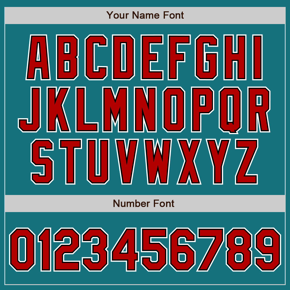 Custom Teal Red-Black Authentic Baseball Jersey