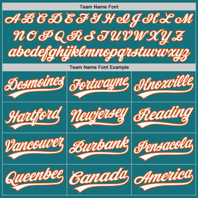 Custom Teal White-Orange Authentic Baseball Jersey