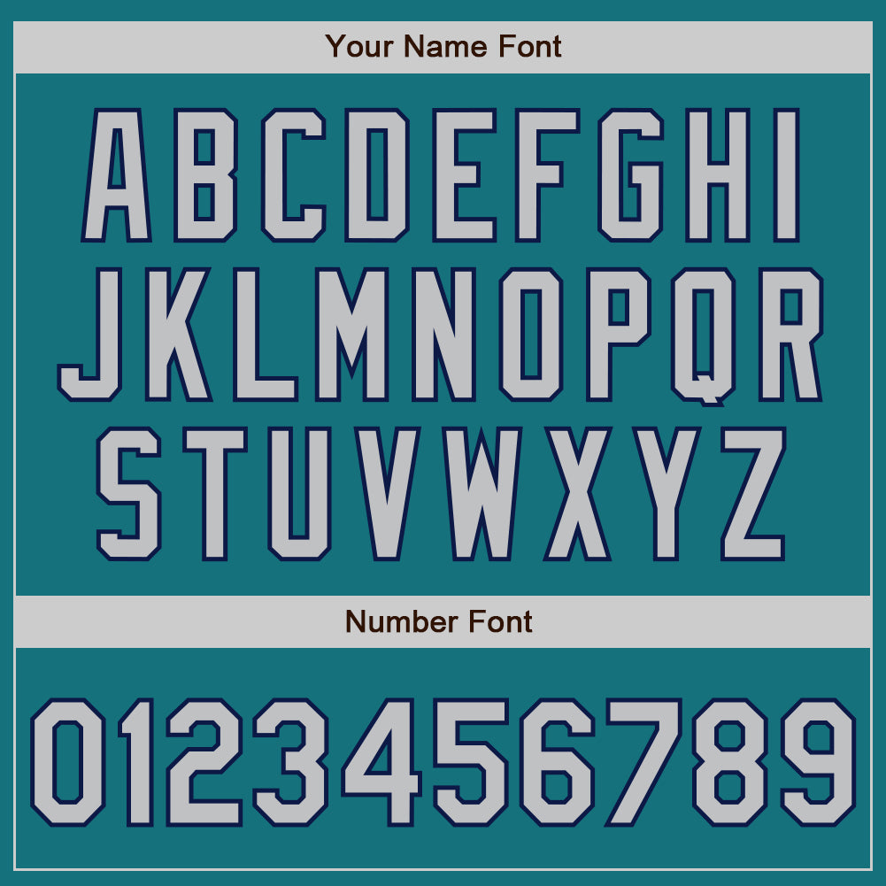 Custom Teal Gray-Navy Authentic Baseball Jersey