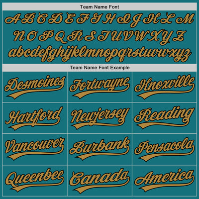 Custom Teal Black-Old Gold Authentic Baseball Jersey