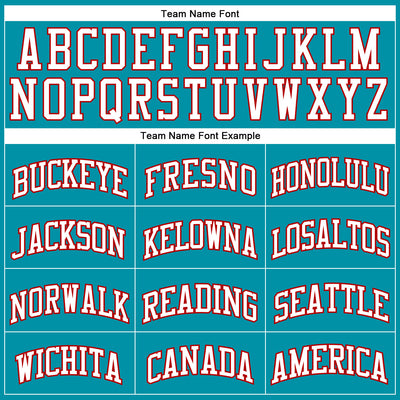 Custom Teal White Pinstripe White-Red Authentic Basketball Jersey