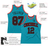 Custom Teal Black-Red Authentic Throwback Basketball Jersey